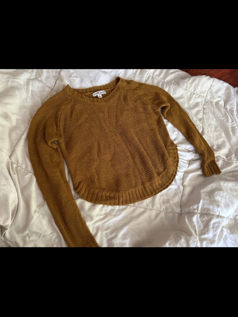 Cropped Crewneck Sweater in Warm Mustard